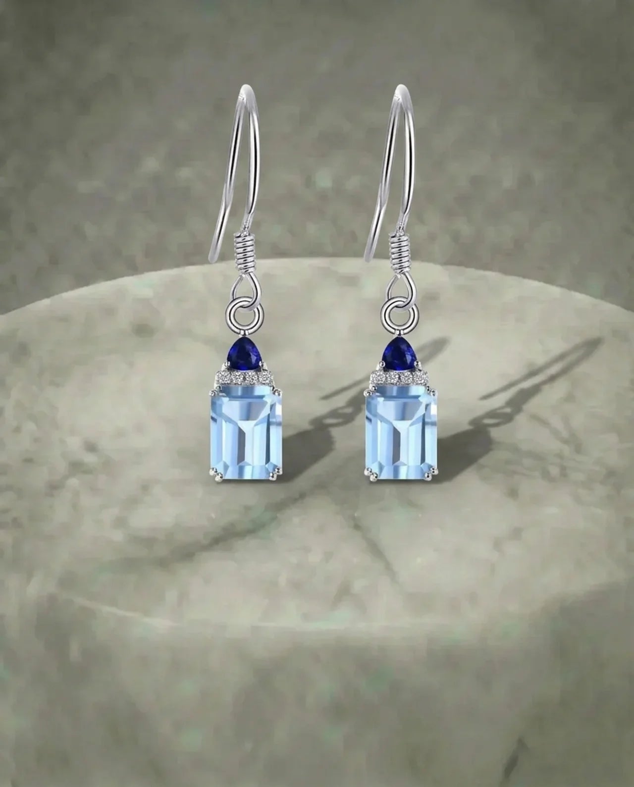 Natural Sky Blue Topaz Earrings
