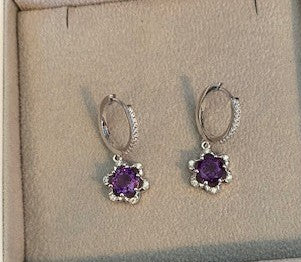 Natural Amethyst Flower Earrings