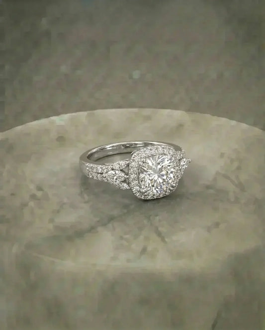 Elegant Diamond Ring with Sculpted Edge