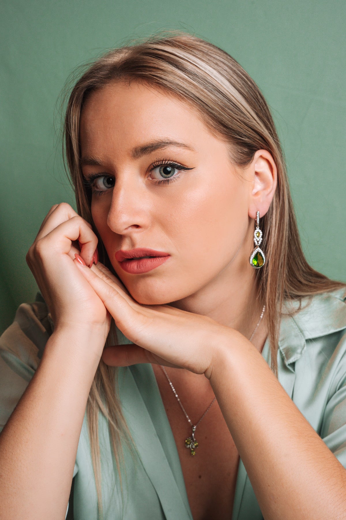 Natural Peridot Long Earrings