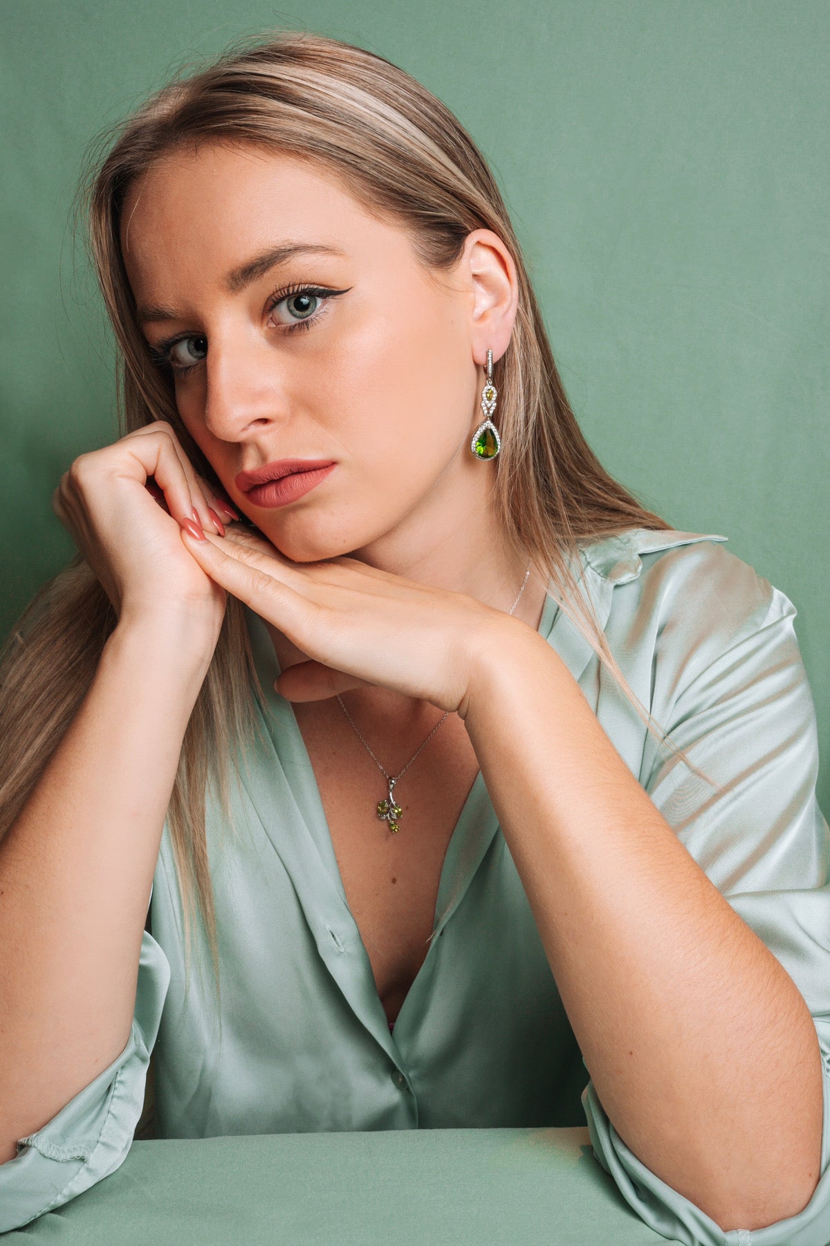 Natural Peridot Long Earrings