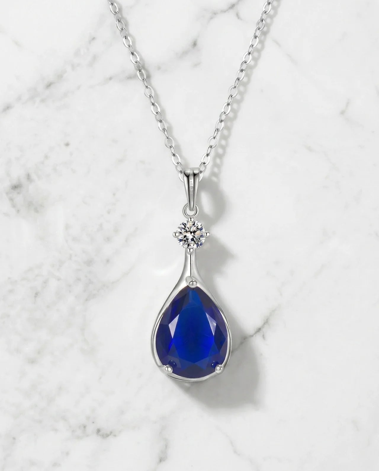 Pear Shaped Sapphire Necklace