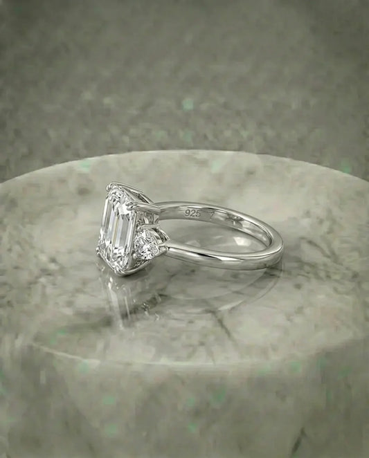 Simulated Diamond Emerald Cut Ring