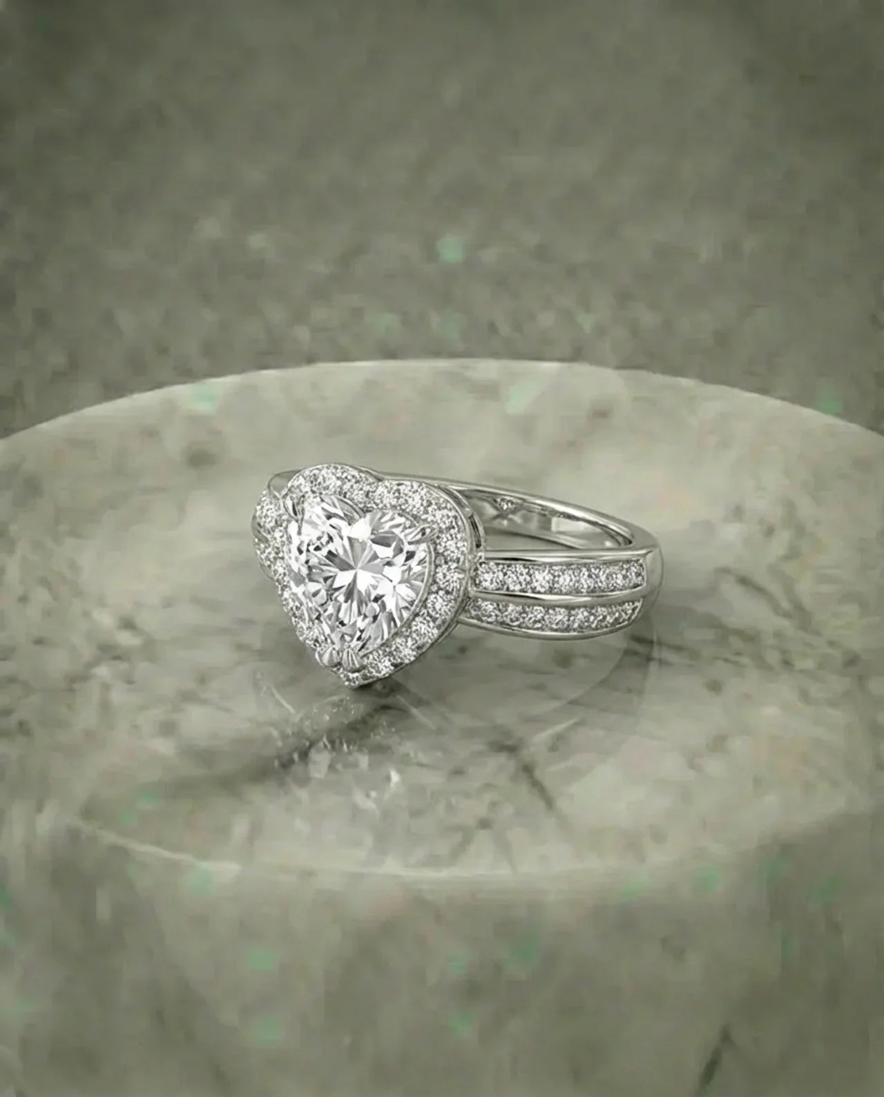 Simulated Diamond Heart Ring