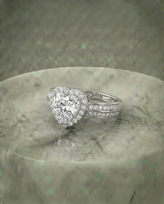Simulated Diamond Heart Ring