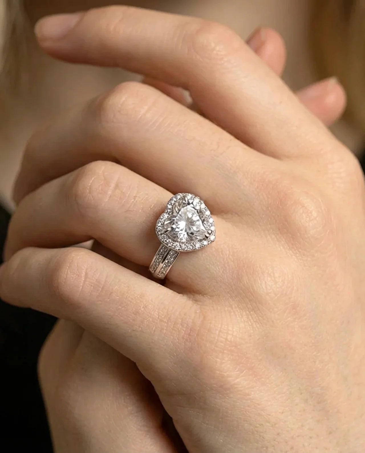 Simulated Diamond Heart Ring