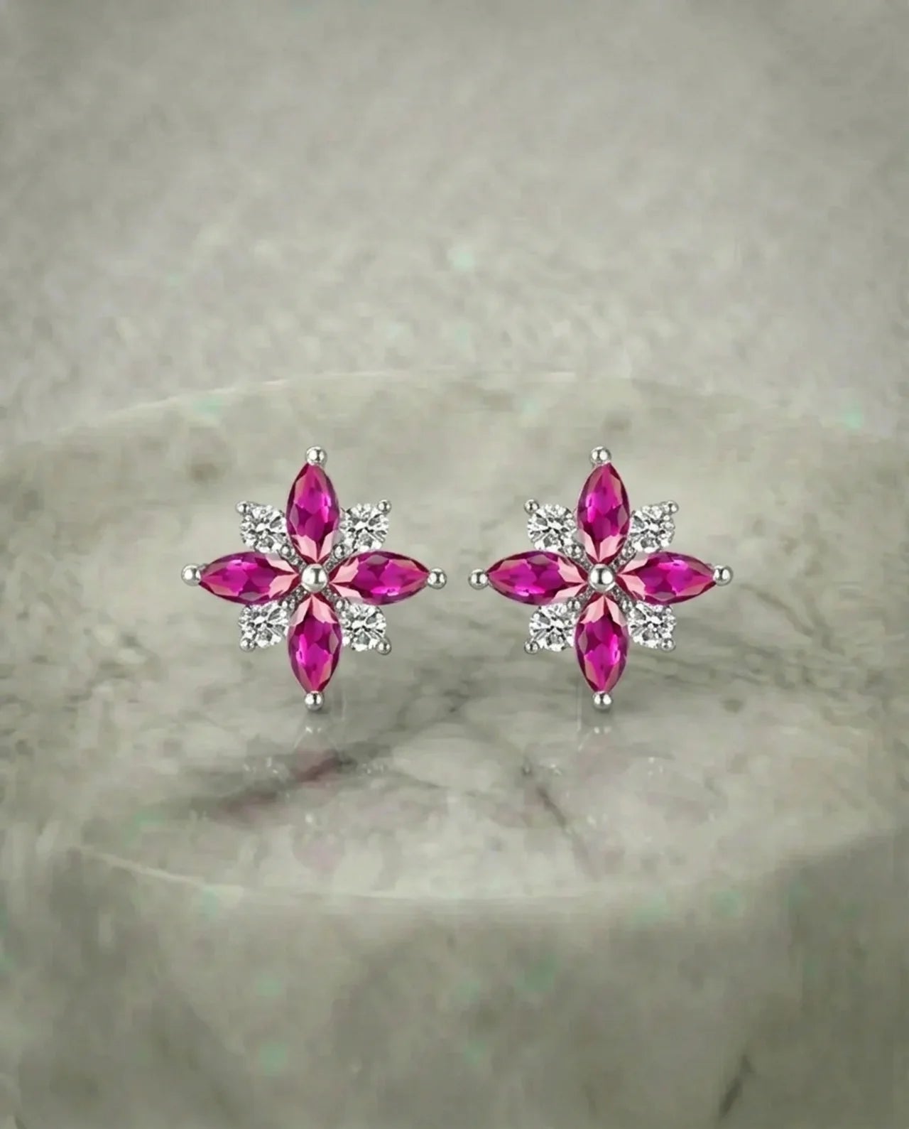 Pink ruby and Diamond Earrings