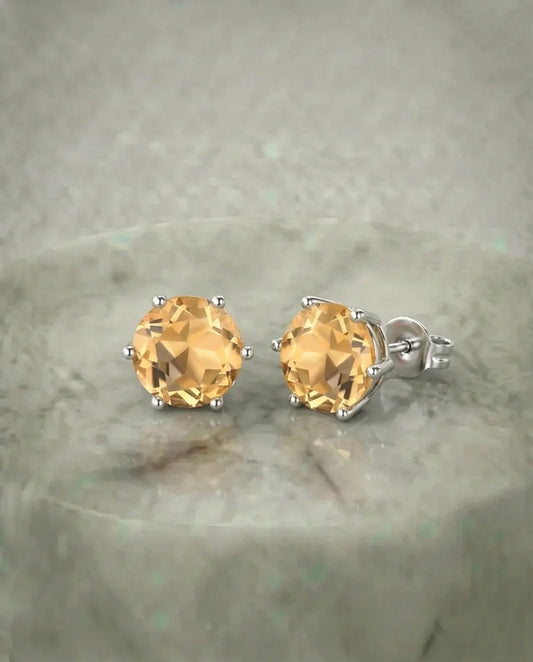 Real Citrine stud earrings