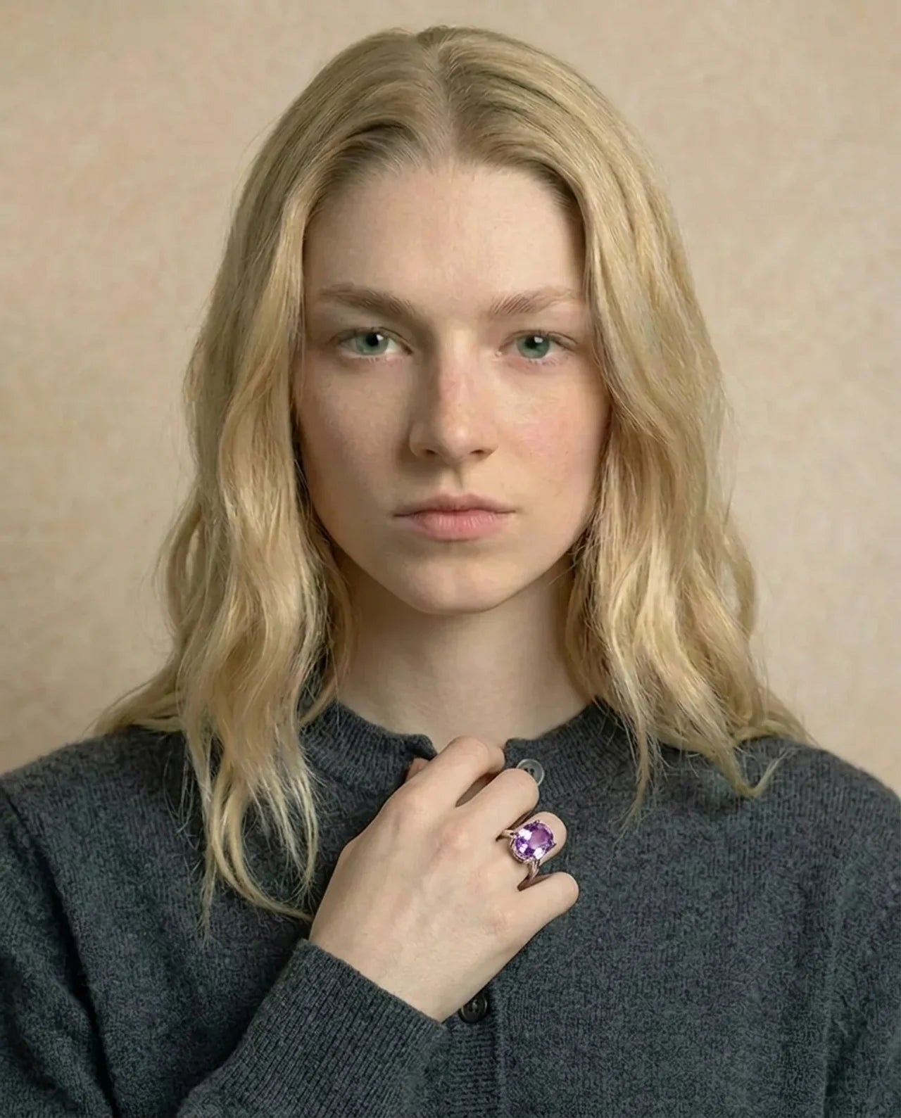 Echter ovaler Amethyst-Ring
