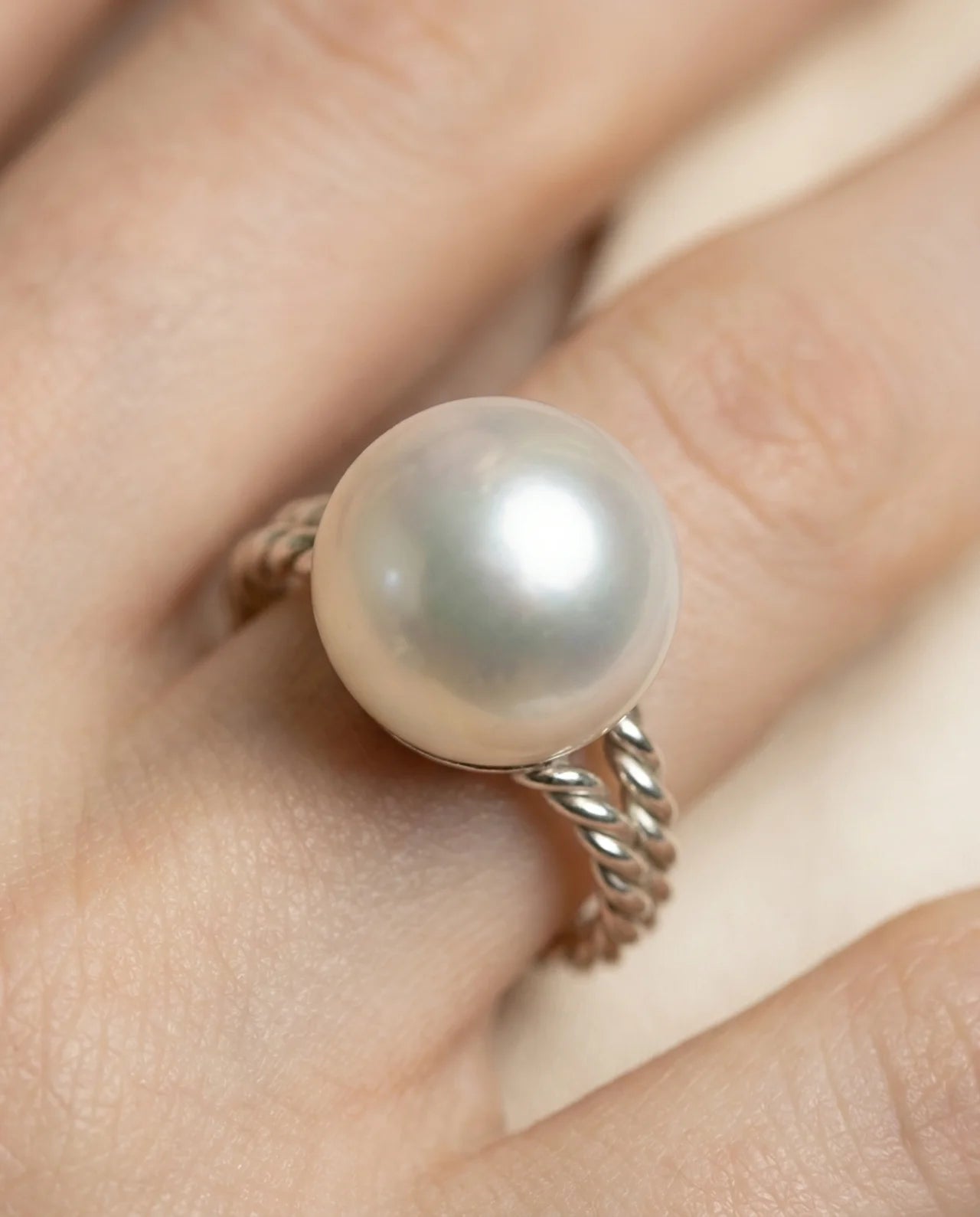 Echt eleganter Pearle Ring Weiß
