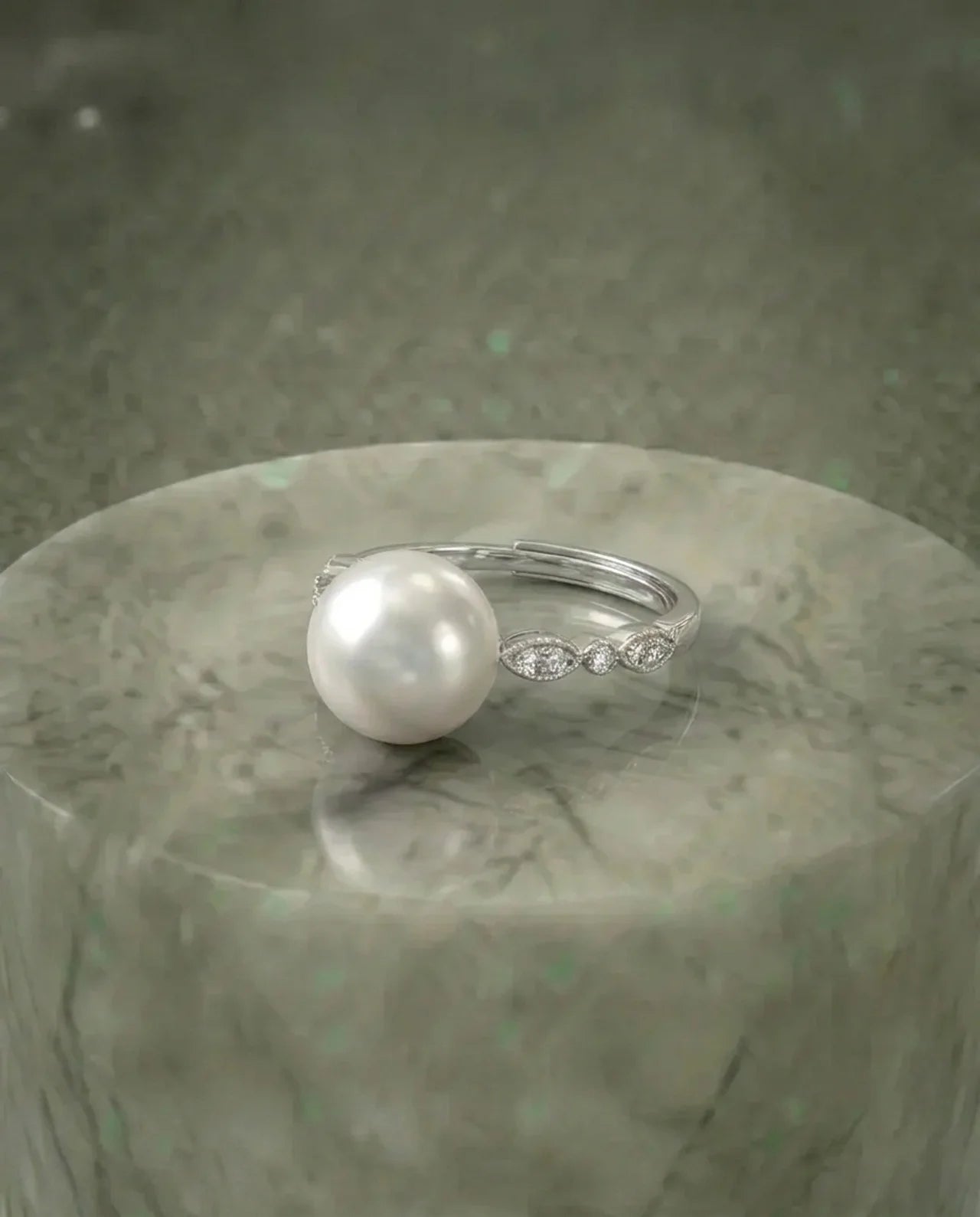 Echt eleganter Pearle Ring Weiß