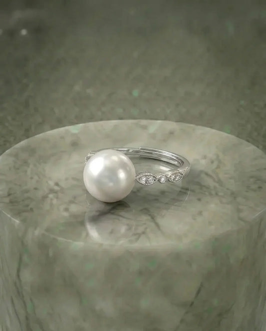 Real Elegant Pearle Ring White