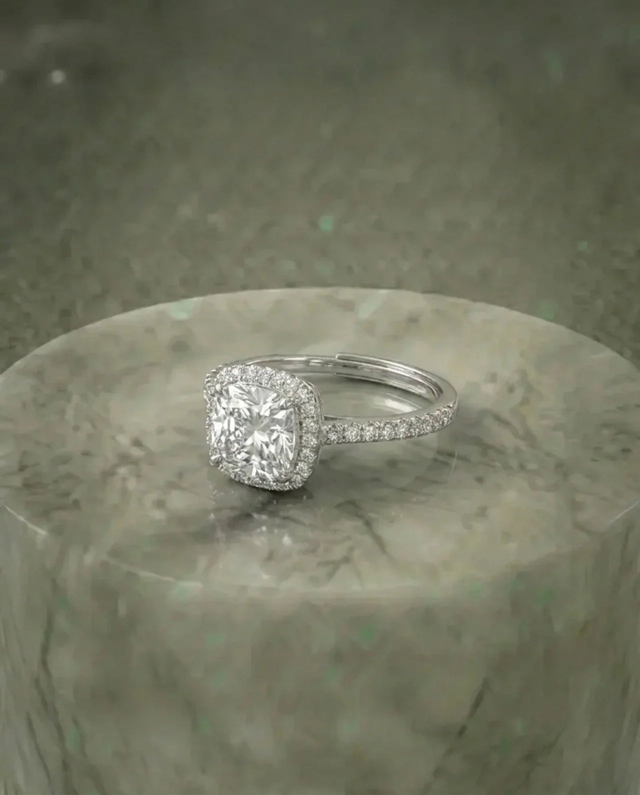 Simulated Diamond Cushion Ring