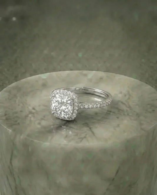 Simulated Diamond Cushion Ring