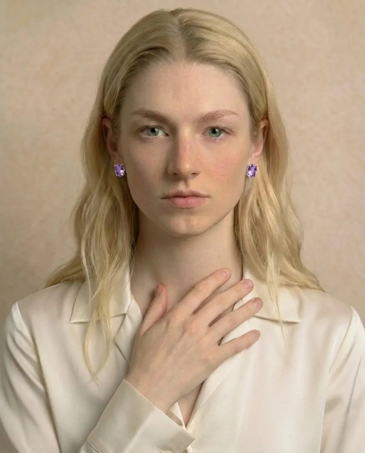 Real Amethyst Stud Earrings