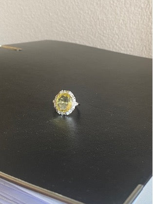 Lemon Topaz Zirconia Ring in 925 Silver