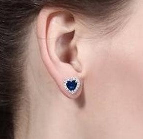 Sapphire Heart shaped Studs