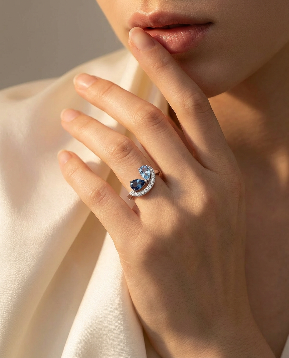 Echter Topas-Simulierter Diamantring