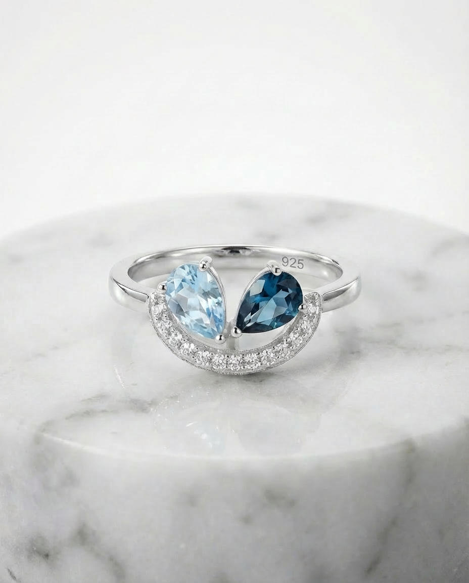 Echter Topas-Simulierter Diamantring