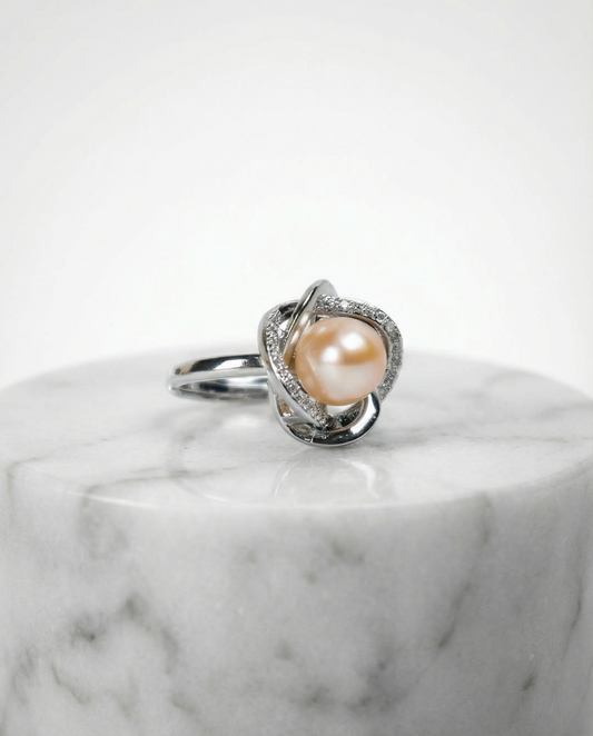 Real Peach Pearl Ring