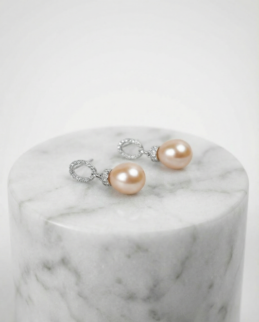 Peach Pearl elegant earrings