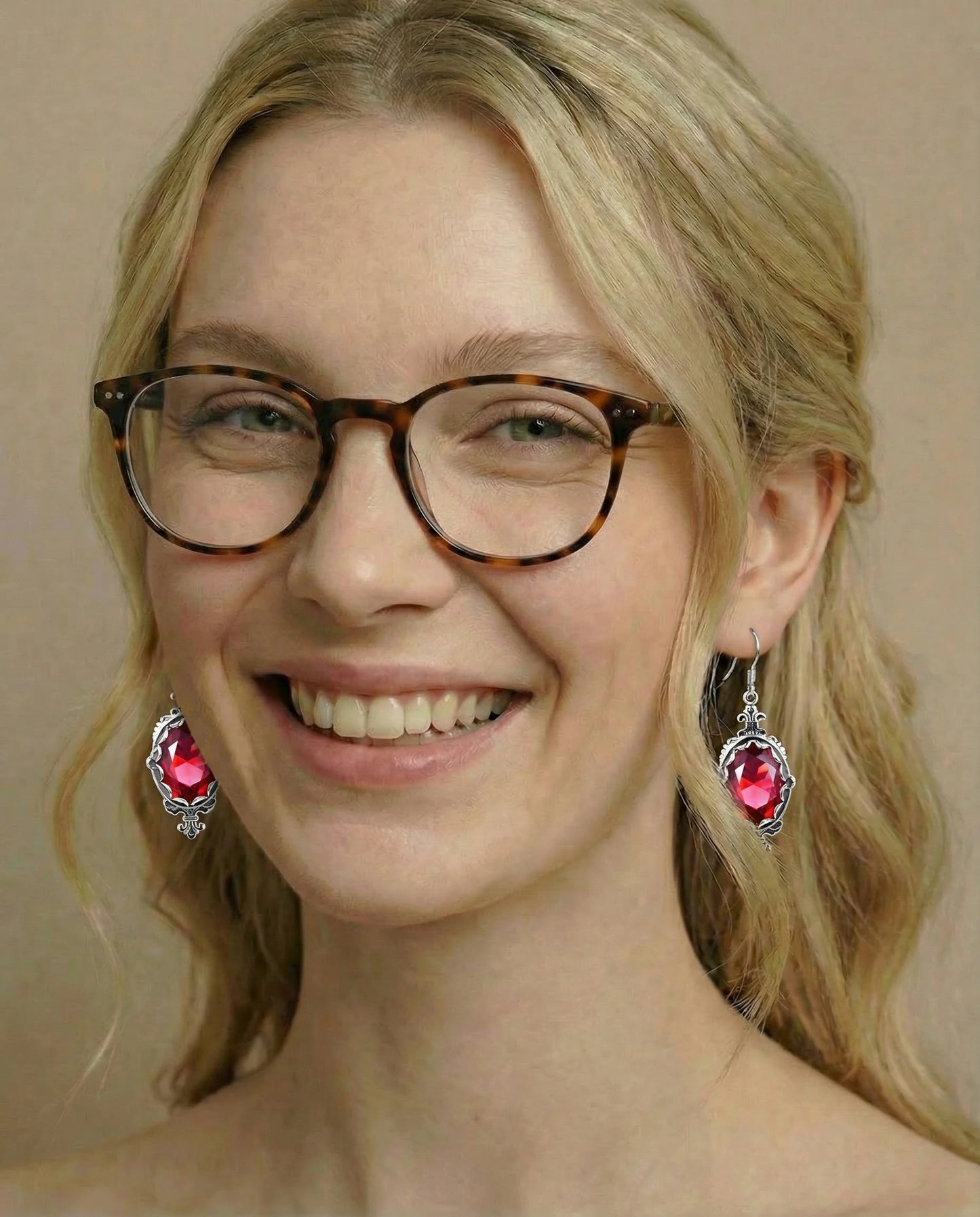 Made Ruby oval Earrings