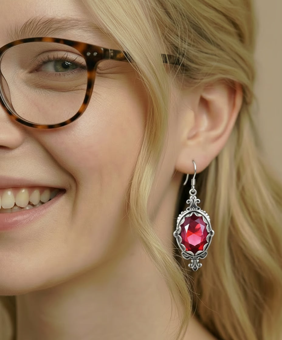Made Ruby oval Earrings