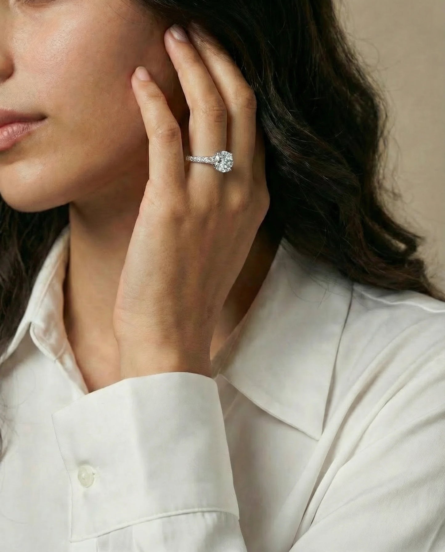 Simulated Diamond round cut ring