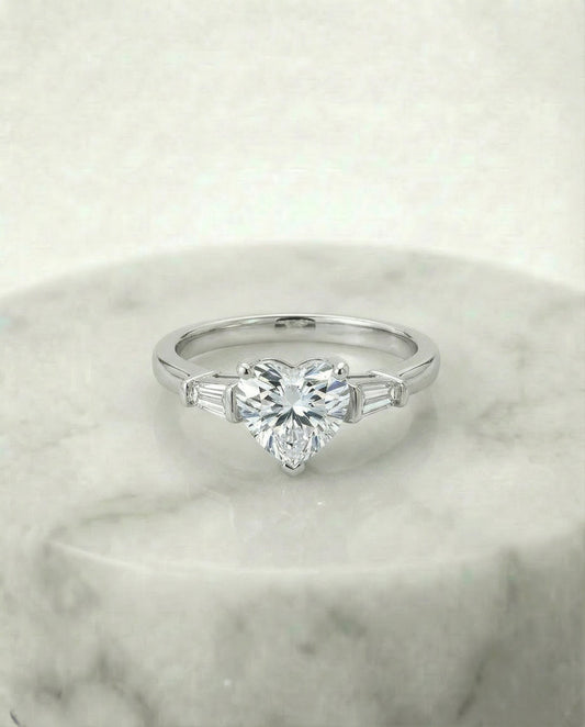 Simulated Diamond Heart Ring