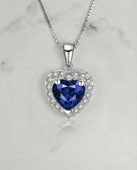 Sapphire Heart and Diamond Necklace