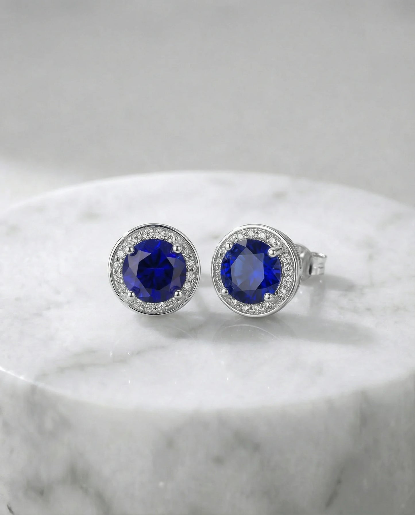 Sapphire Round Diamond Earrings