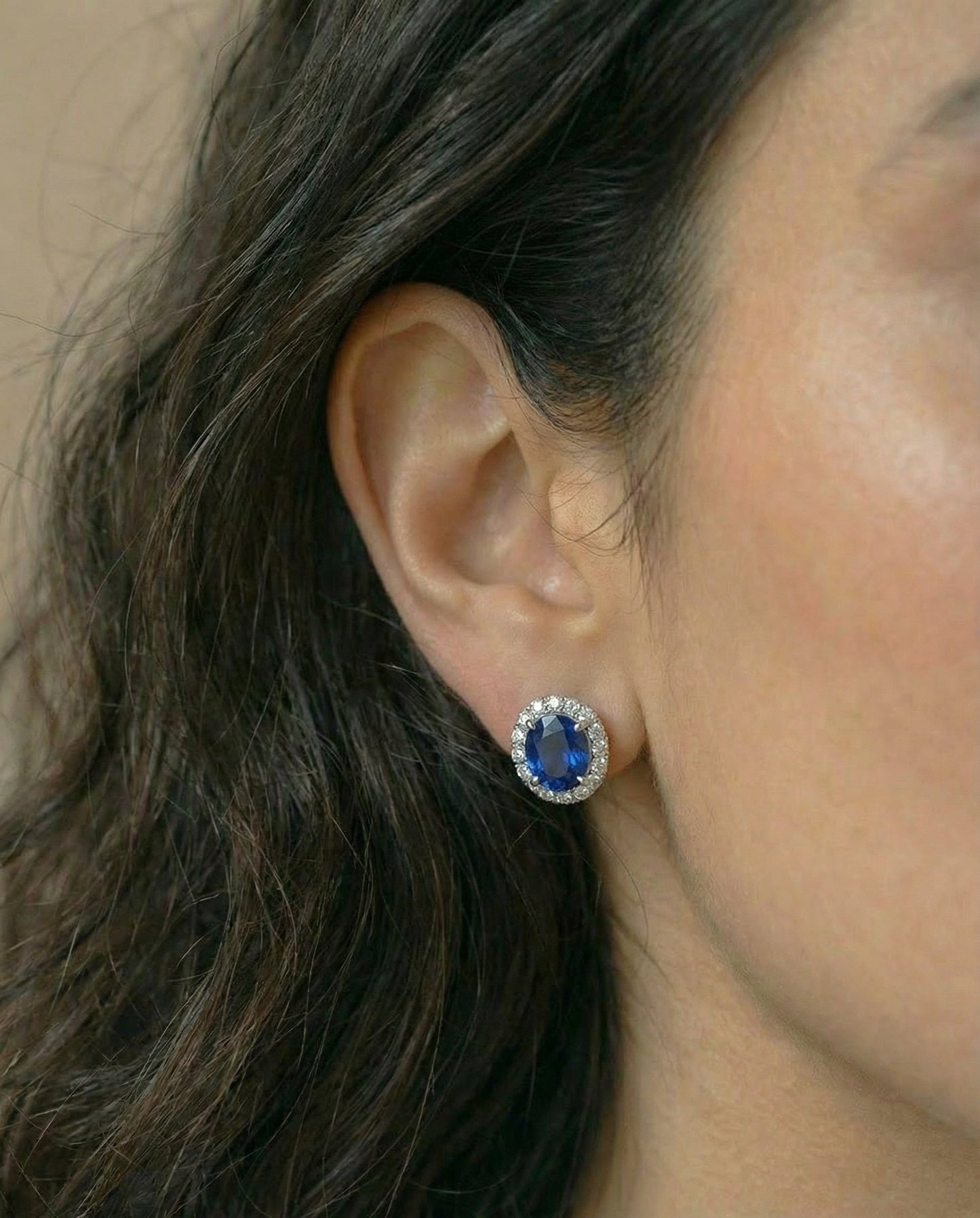 Sapphire Round Diamond Earrings