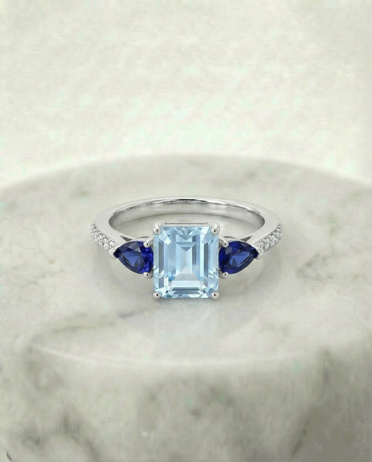 Real Topaz and Sapphire ring