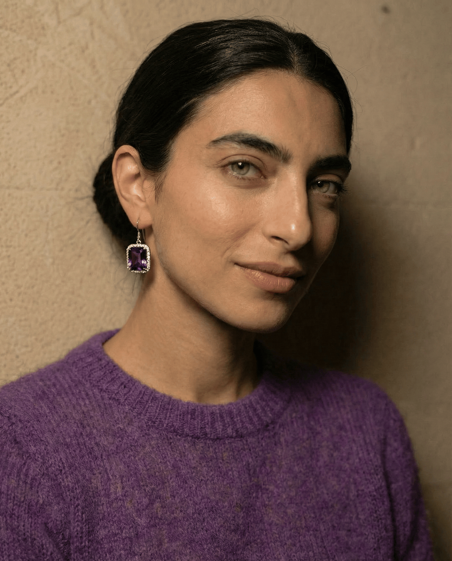 Made Amethyst Purple Earrings