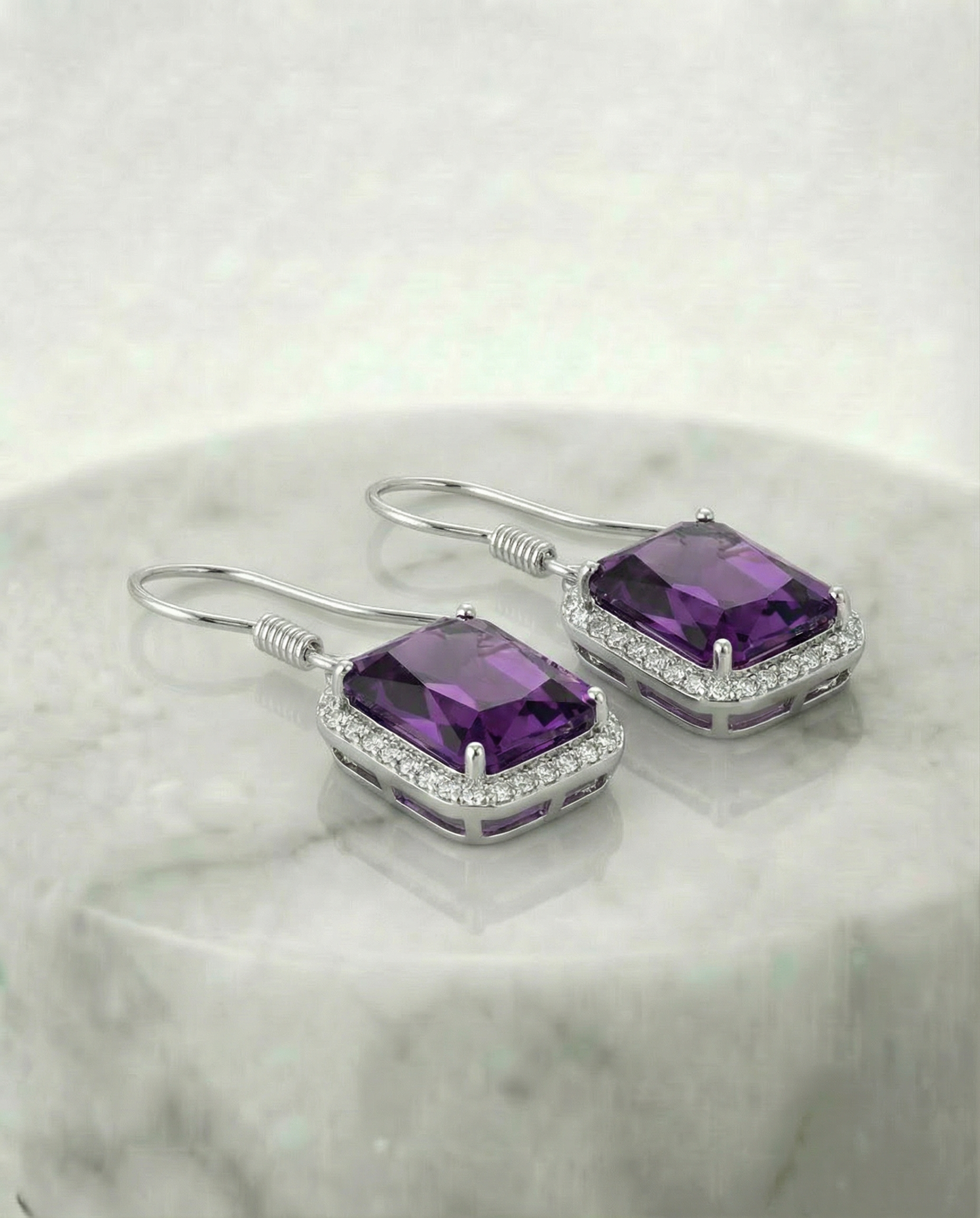 Made Amethyst Purple Earrings