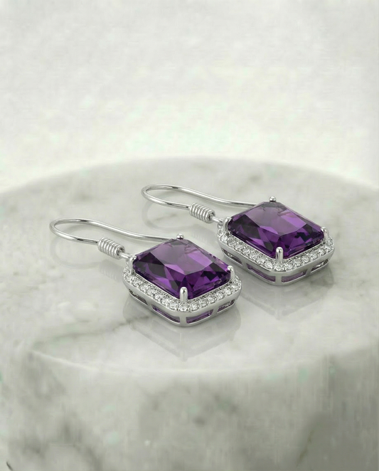 Made Amethyst Purple Earrings