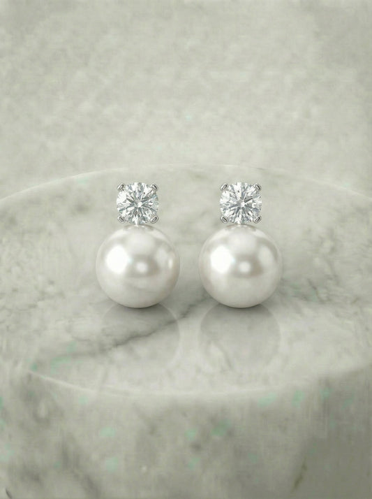 Ivory Pearl Diamond Earrings