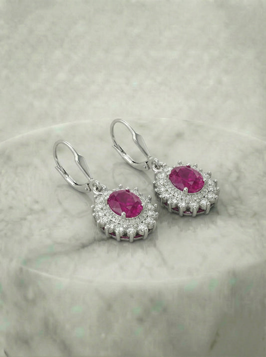 Natural Ruby Diamond Stone Earrings