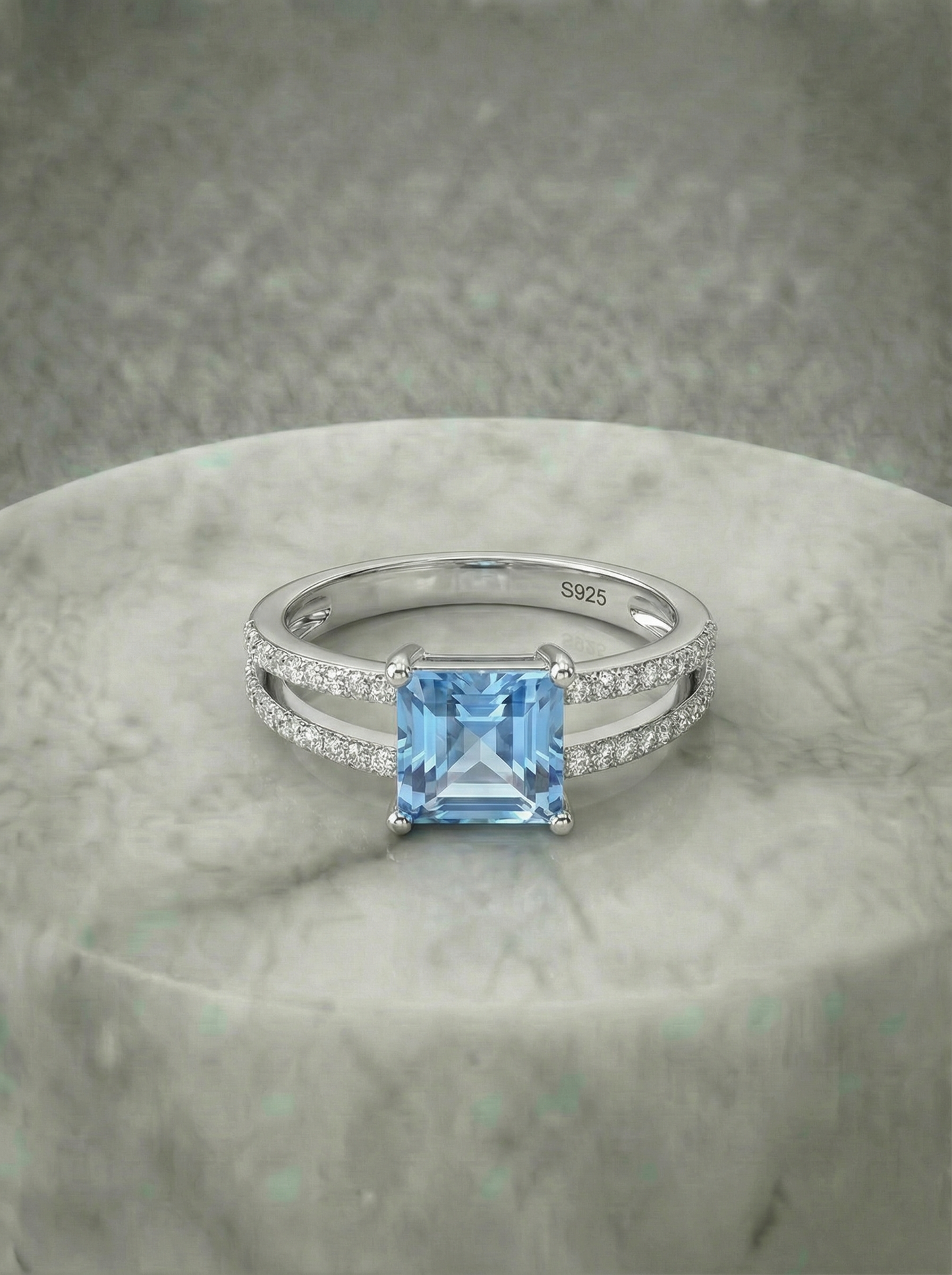 Real Natural Blue Topaz Ring
