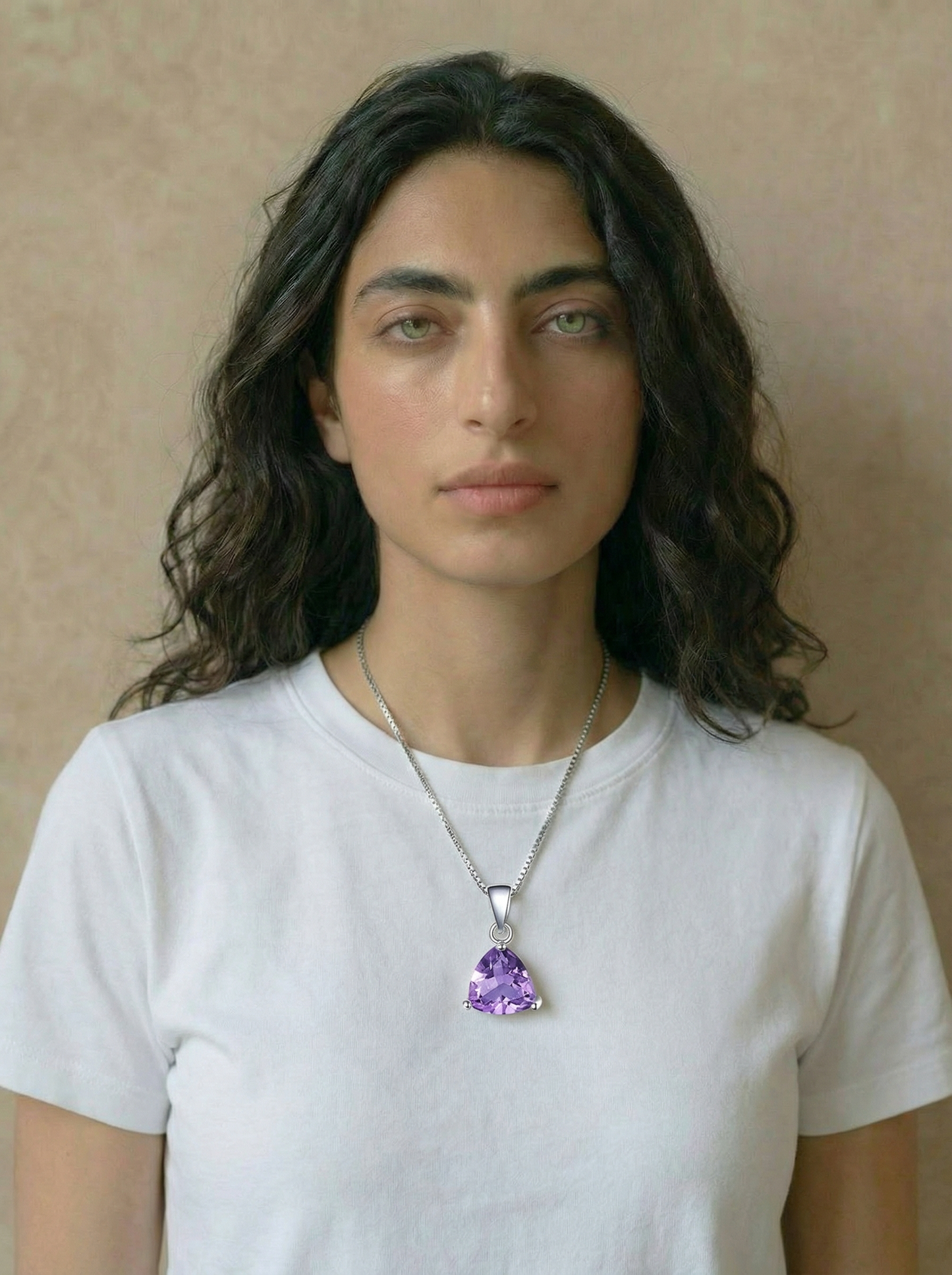Echte Amethyst-Dreieck-Halskette