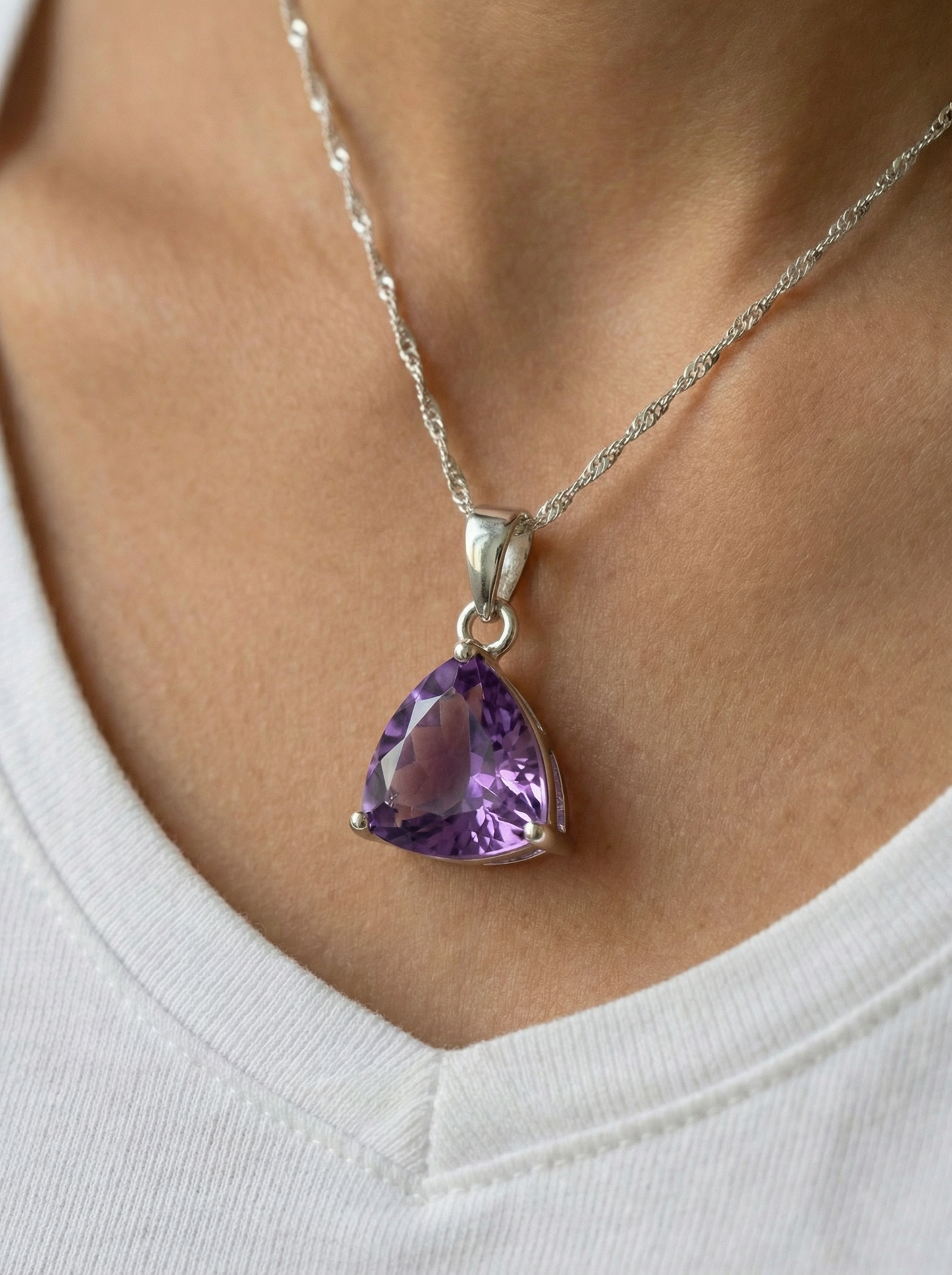 Echte Amethyst-Dreieck-Halskette