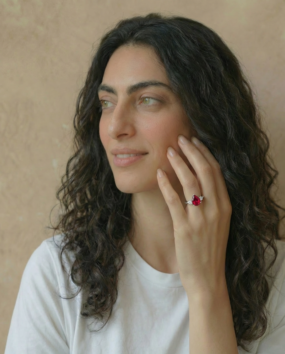 Pear Shaped Ruby Ring