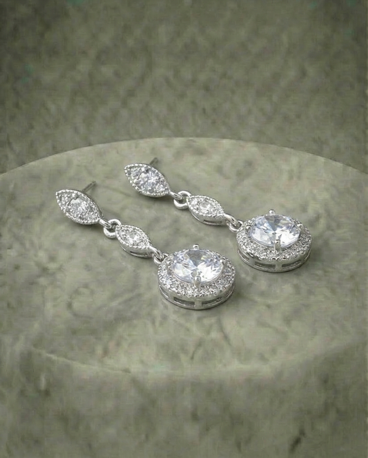 Simmulated diamond round earrings