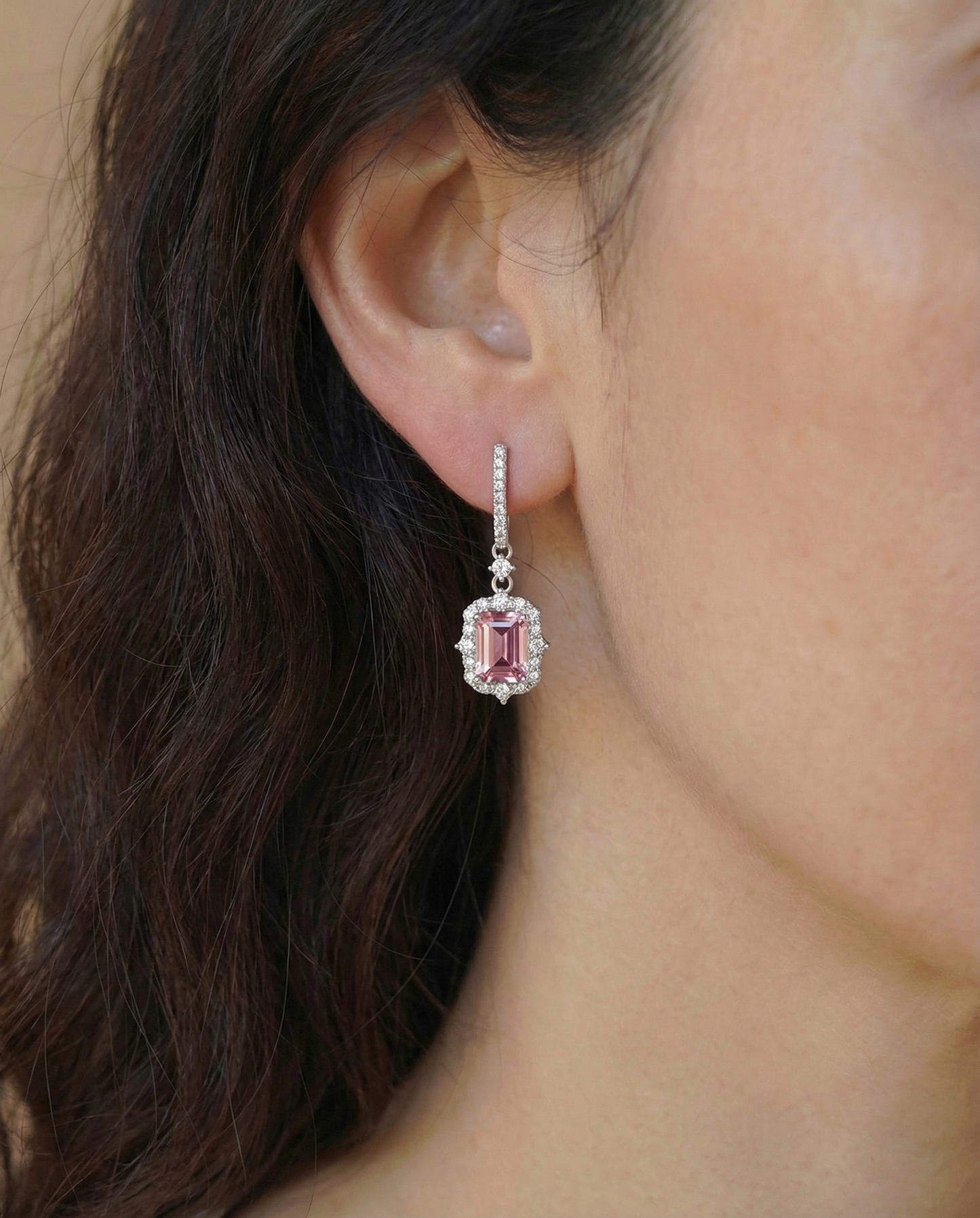 Pink Morganite diamant øreringe