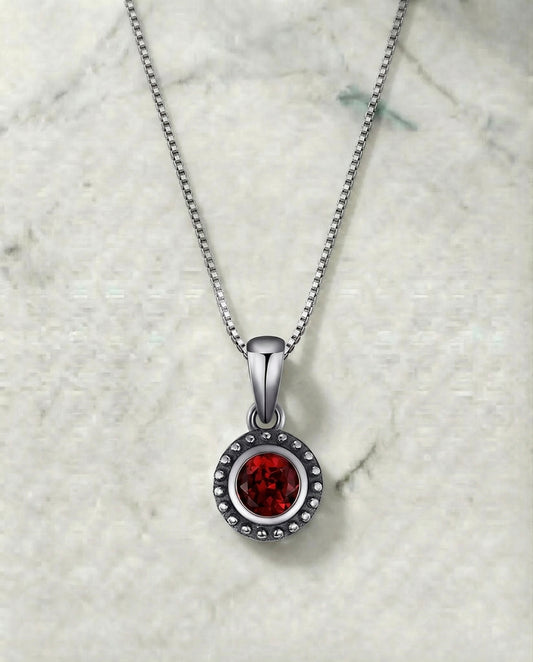 Natural Garnet Round Necklace