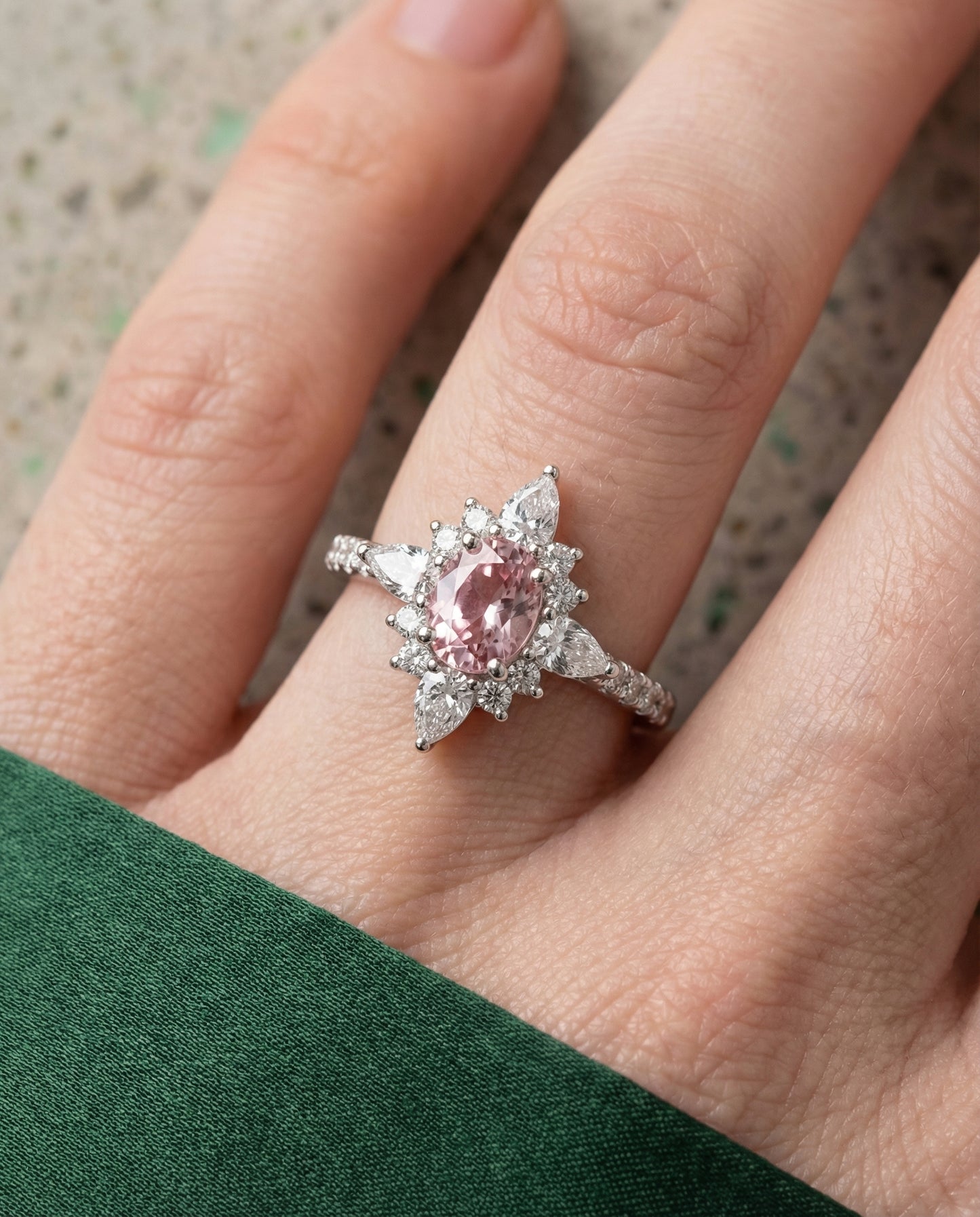 Bague diamant morganite rose Made