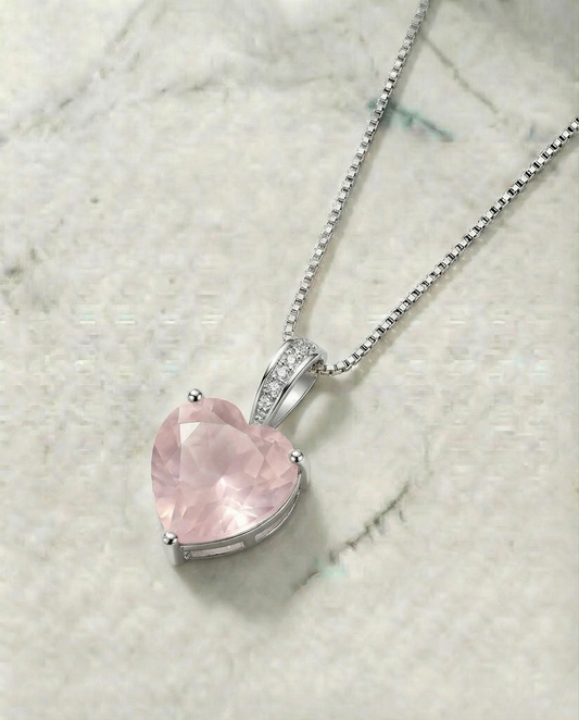 Halskette mit rosa echtem Quarz