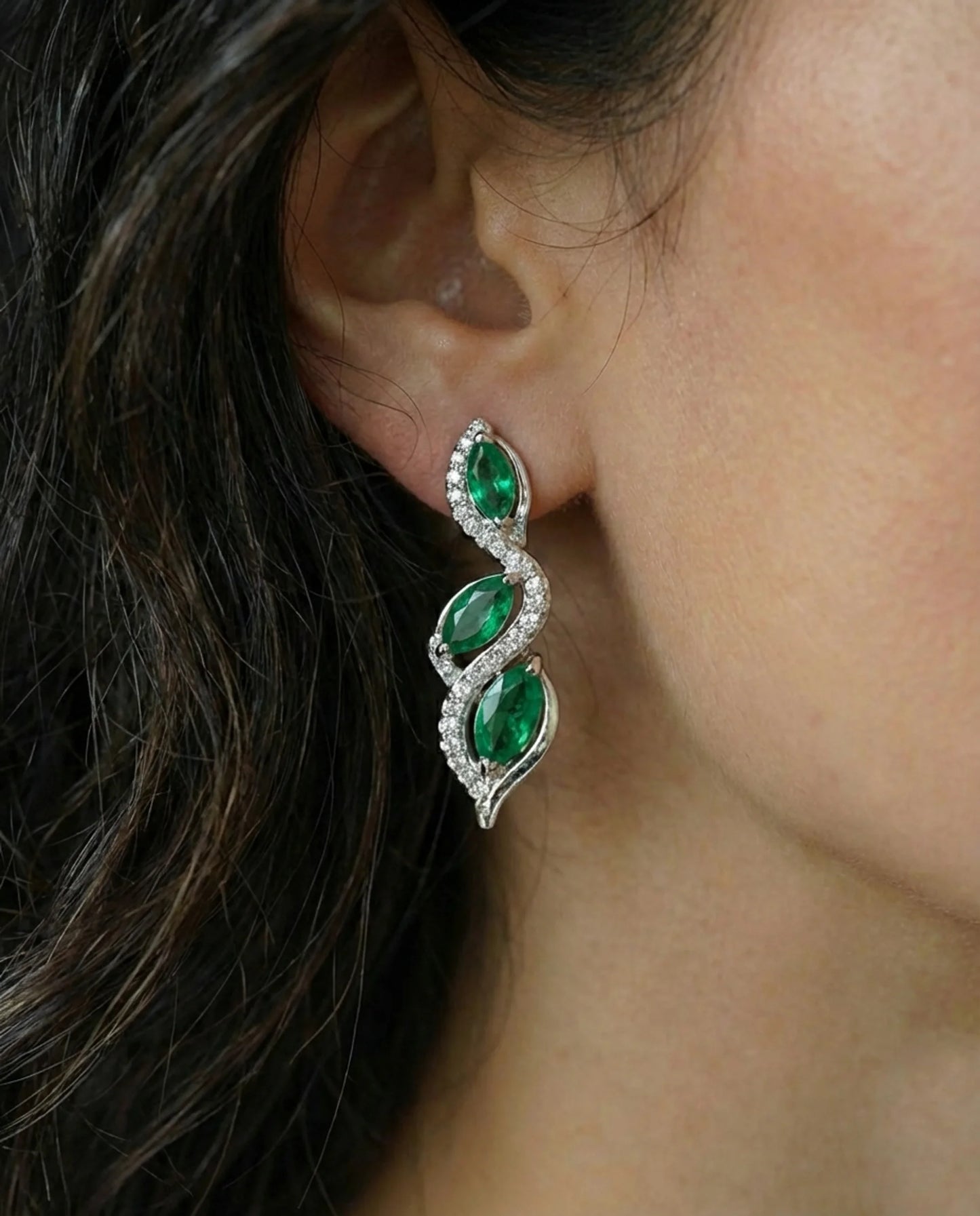 Trilogy made Emerald Earrings