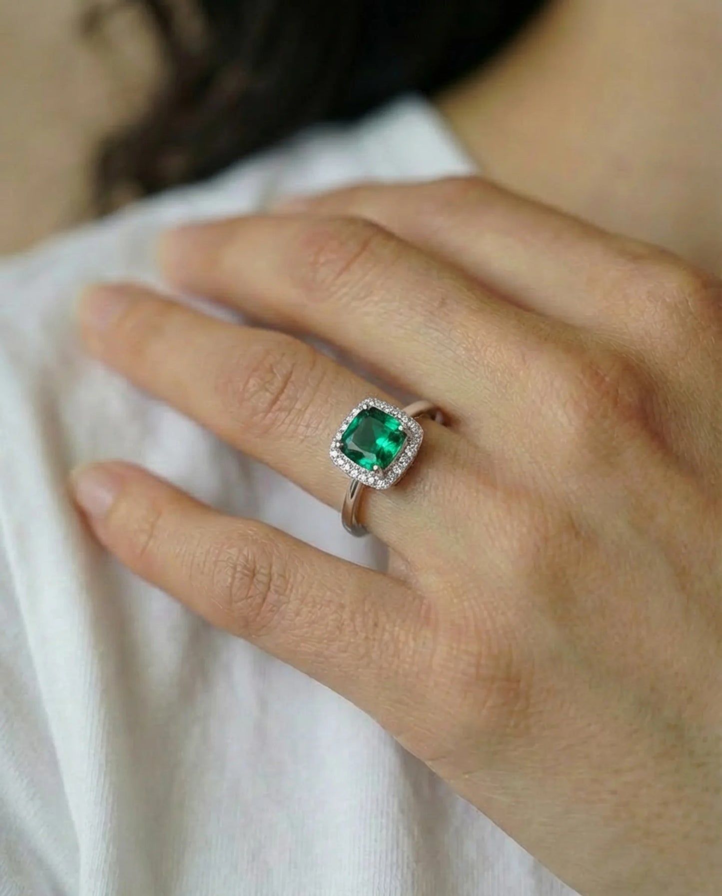 Made Emerald Diamond Ring