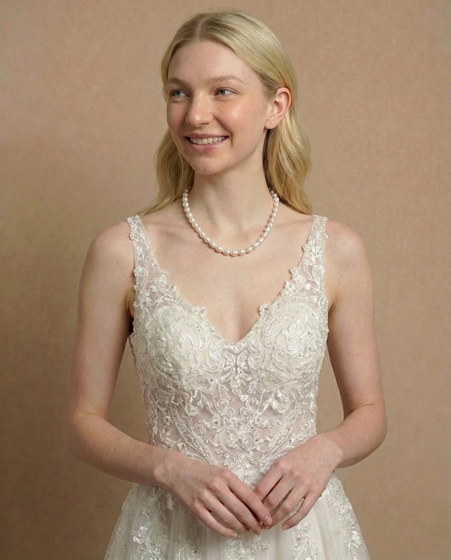 Real Ivory valkoinen helmikaulakoru riipuksella